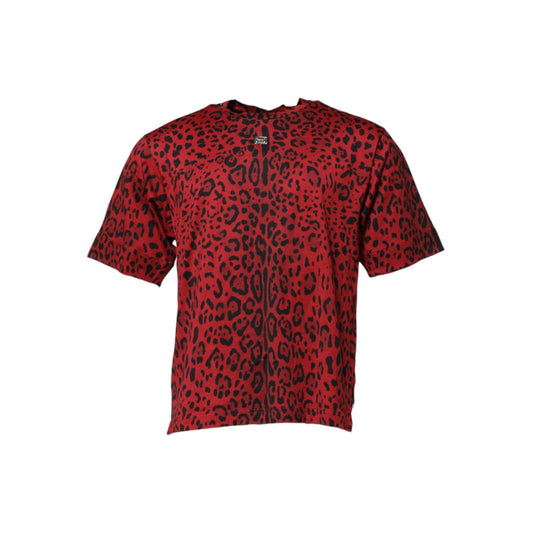 Dolce & Gabbana Red Cotton Leopard Short Sleeves T-shirt TSH906965-50