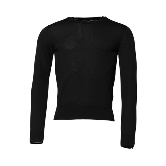 Dolce & Gabbana Black Cashmere Crew Neck Long Sleeves T-shirt