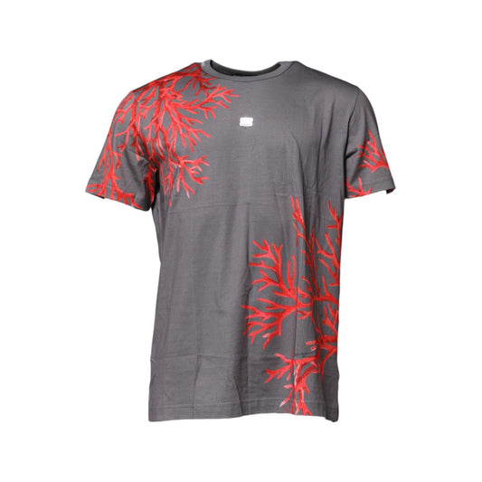 Dolce & Gabbana Gray Cotton Coral Print Logo Plaque T-shirt TSH906972-56