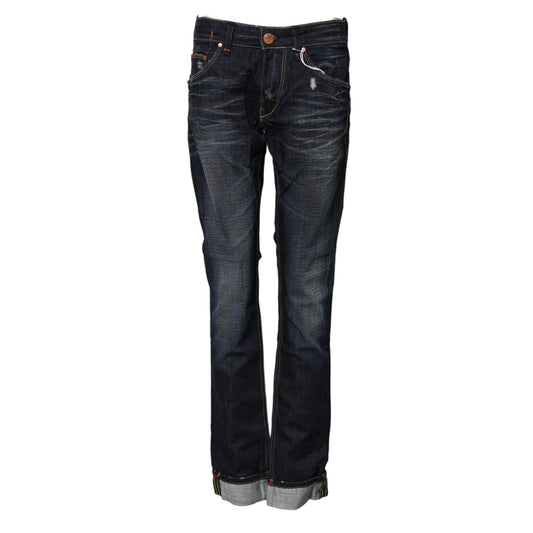 Acht Blue Washed Cotton Mid Waist Flared Denim Jeans PAN71838-30