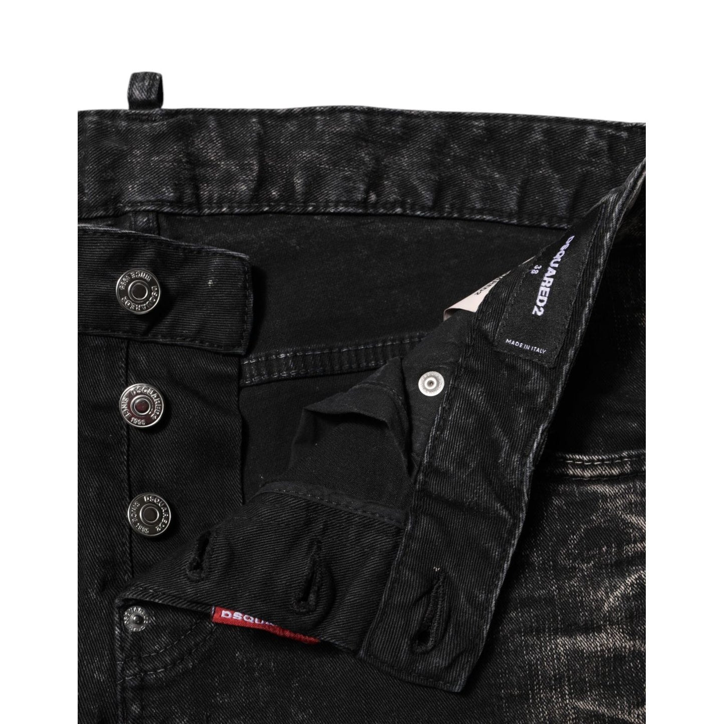 Dsquared² Black Washed Mid Waist Tapered Denim Jeans PAN74491-38