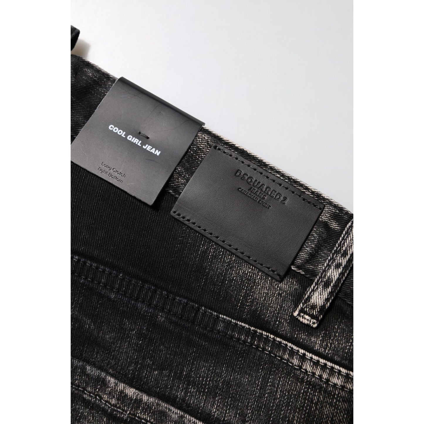 Dsquared² Black Washed Mid Waist Tapered Denim Jeans PAN74491-38