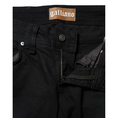 John Galliano Black Cotton Mid Waist Tapered Denim Jeans