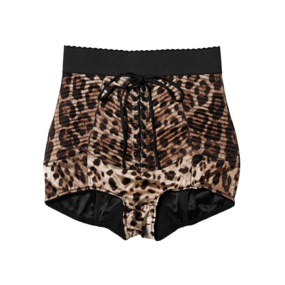 Dolce & Gabbana Brown Leopard High Waist Hot Pants Shorts