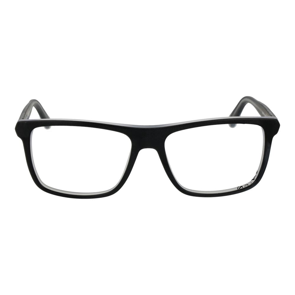 Guess Black Men Glasses Frame, full-rim acetate, rectangle style with demo lenses, includes branded case. Size 56-16-145.
