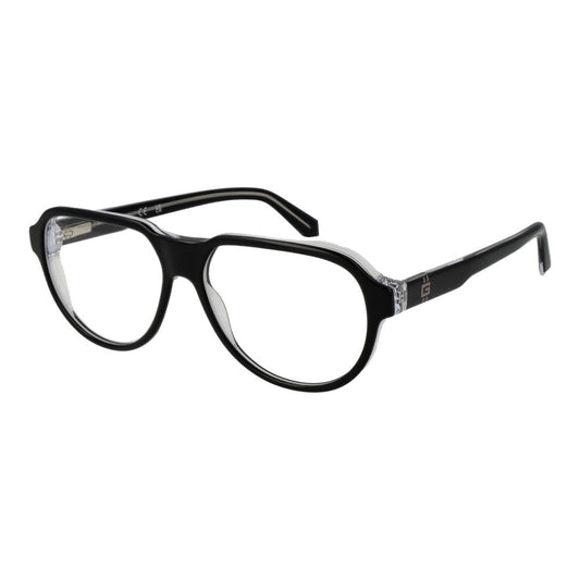 Guess Black Men Glasses Frame in acetate with demo lenses, full-rim aviator style, featuring 56-14-145 dimensions and branded case.