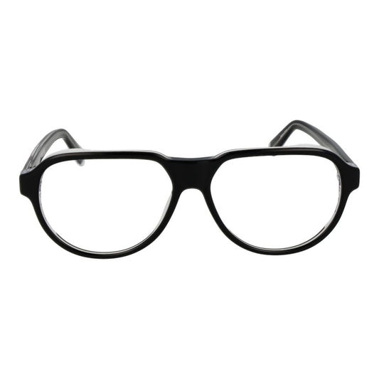 Guess Black Men Glasses Frame in acetate, full-rim aviator style, demo lenses, size 56-14-145, branded case included.