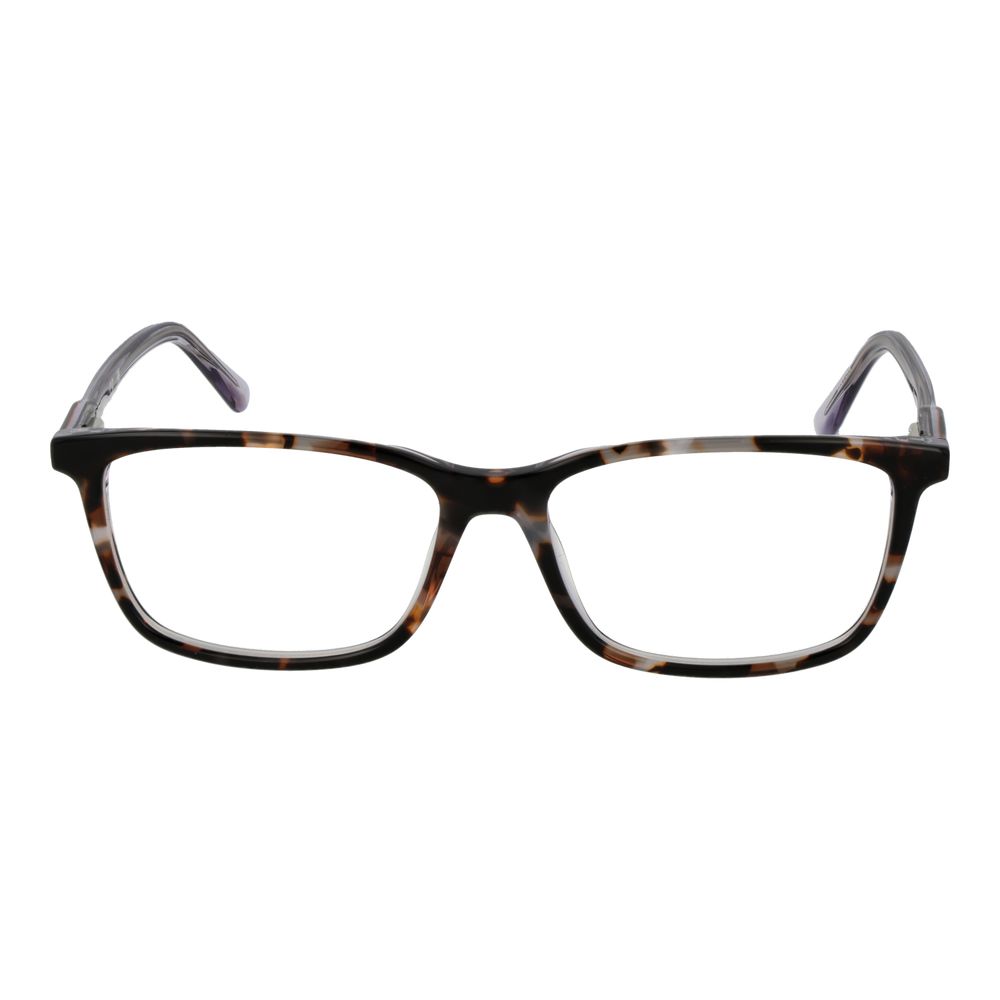 Guess Brown Women Glasses Frame in acetate, featuring a full-rim rectangle style, demo lenses, size 54-15-145, with spring hinges included.