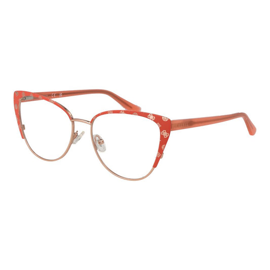 Guess Orange Women Glasses Frame in full-rim metal, cat-eye style, 53-16-145 size. Includes branded case, no extra lenses.
