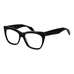 Yohji Yamamoto Black Men Glasses Frame, cat eye style, black full-rim plastic frame, size 54-16-145, with demo lenses.