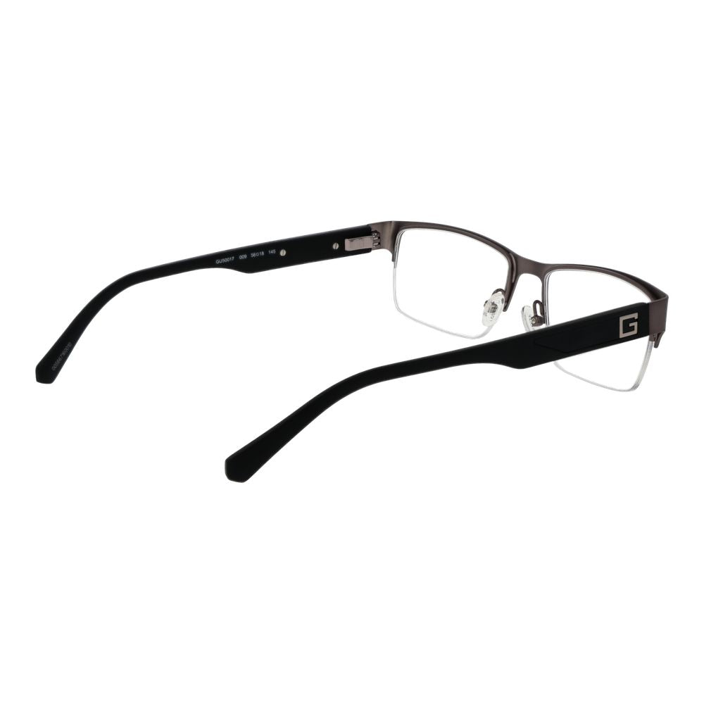 Guess Brown Men Glasses Frame with half-rim metal frame, demo lenses, and spring hinge. Includes branded case.