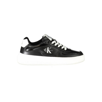 Calvin Klein Black Polyester Sneaker with laces, contrast details, logo print, eco-friendly recycled rubber sole.