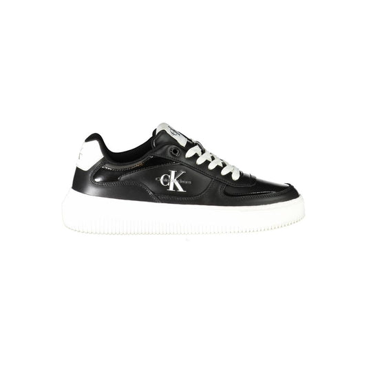 Calvin Klein Black Polyester Sneaker with laces, contrast details, logo print, eco-friendly recycled rubber sole.