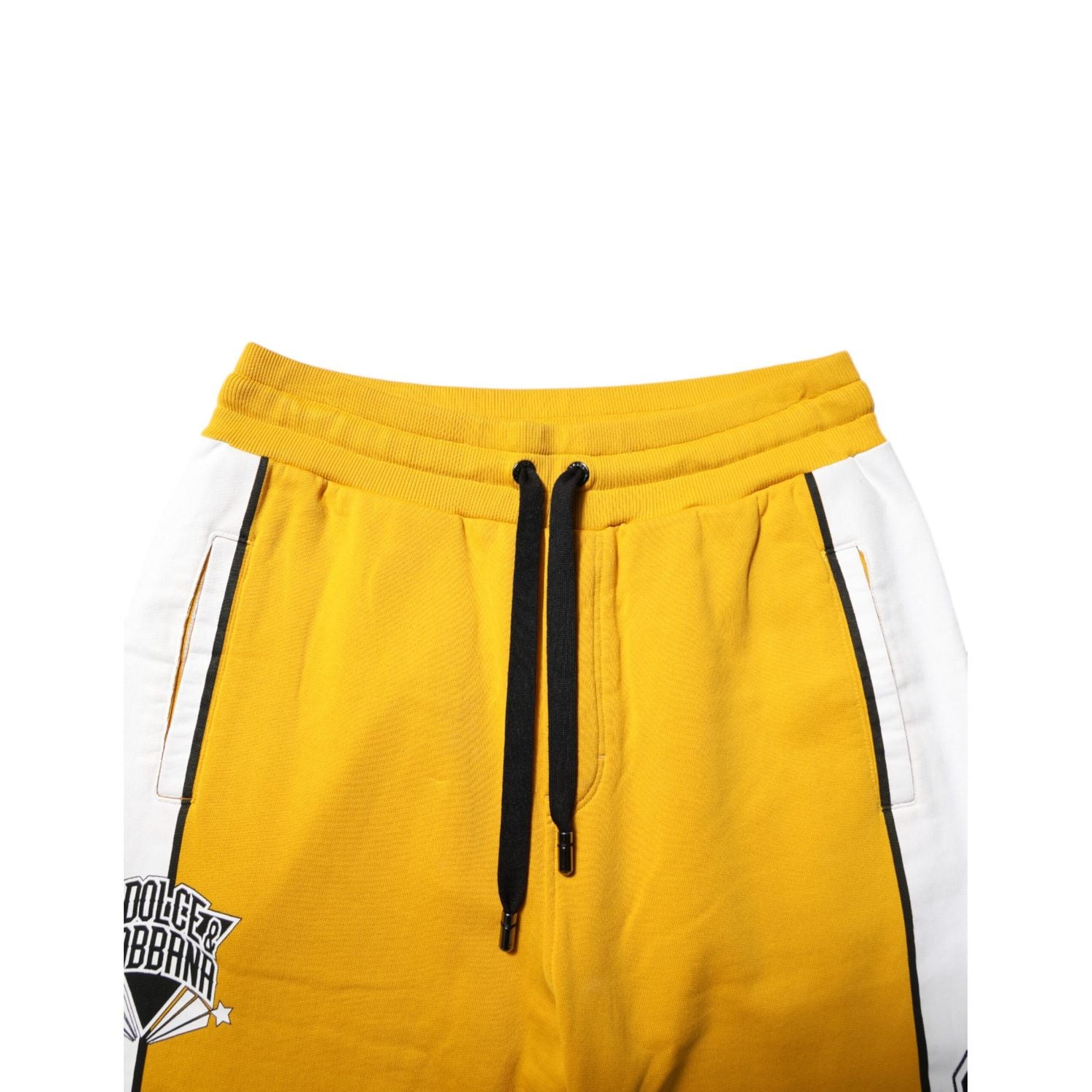 Dolce & Gabbana Yellow Cotton Logo Sweatpants Jogger Pants
