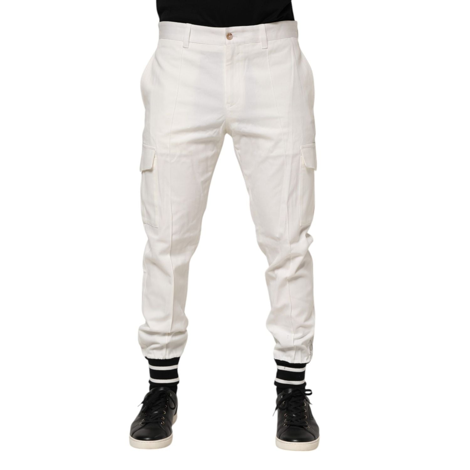 Dolce & Gabbana White Cotton Jogger Cargo Skinny Men Pants