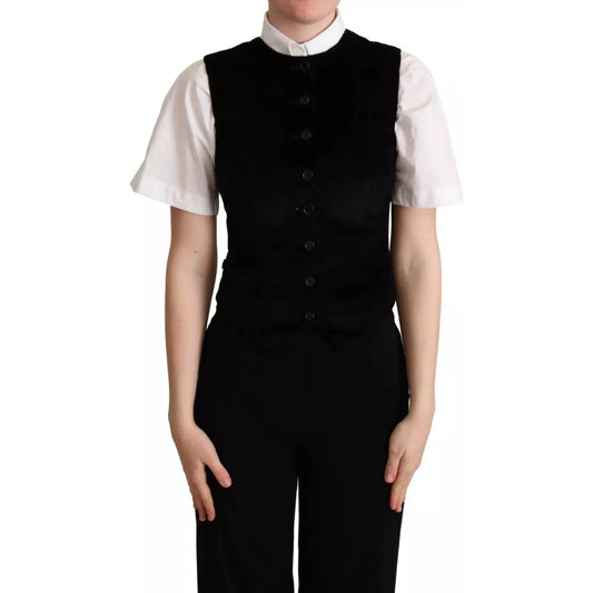 Dolce & Gabbana Elegant Leopard Print Waistcoat – Sleeveless Vest