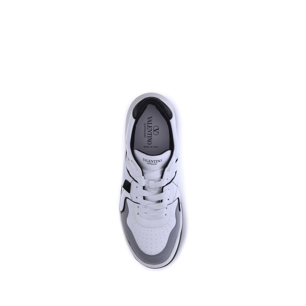 Valentino Garavani White Calf Leather Bos Taurus Low Top Sneakers