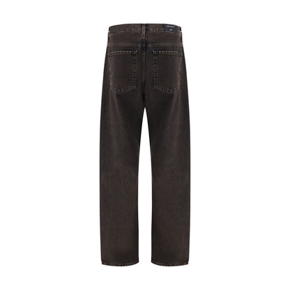 7FOR Black Cotton Straight-Leg Jeans