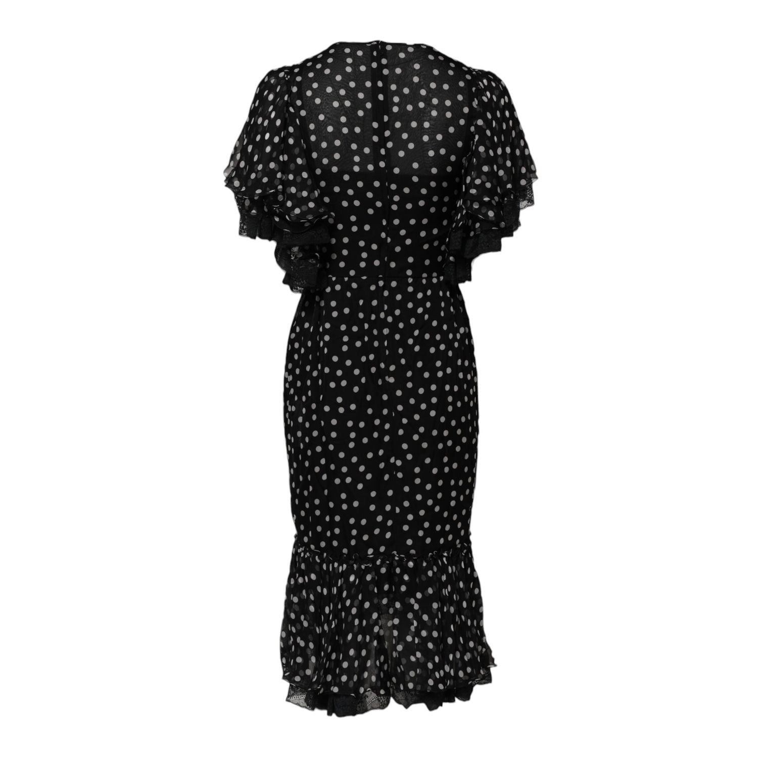 Dolce & Gabbana Black White Lace Polka Dot Chiffon Dress