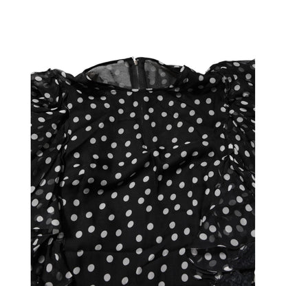 Dolce & Gabbana Black White Lace Polka Dot Chiffon Dress