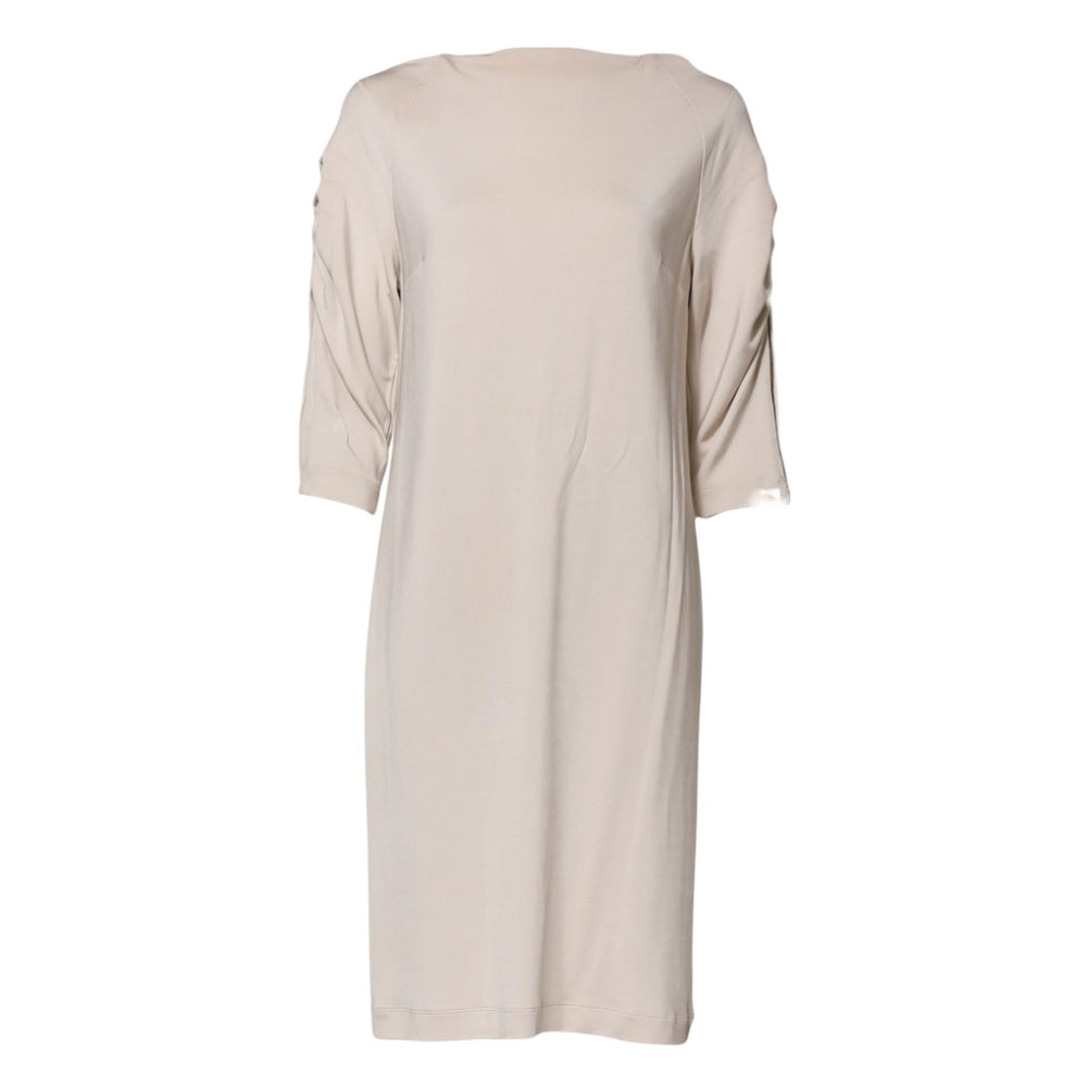 Roberto Cavalli Ivory Viscose Sheath Knee Length Dress DR81527-1