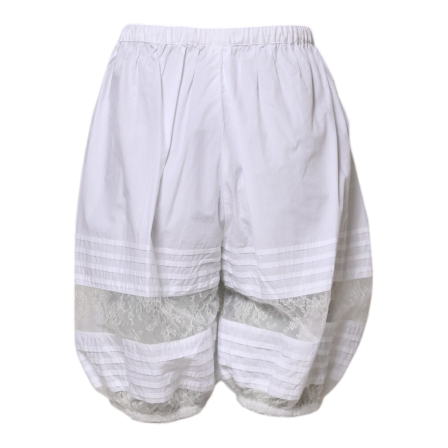 Dolce & Gabbana White Lace Paneled Cotton High Waisted Shorts