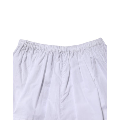 Dolce & Gabbana White Lace Paneled Cotton High Waisted Shorts