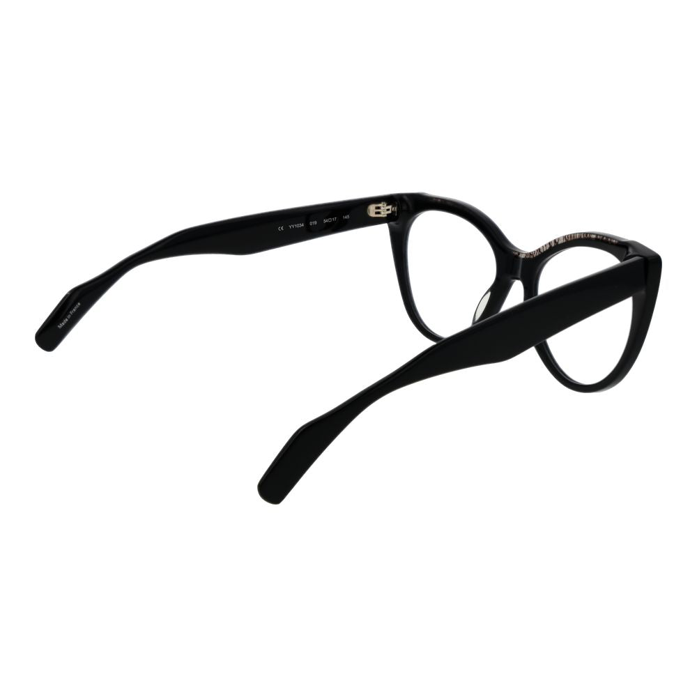 Yohji Yamamoto Black Women Glasses Frame, plastic, cat eye style, full-rim, black with blue-filter, demo lenses, 54-17-145.
