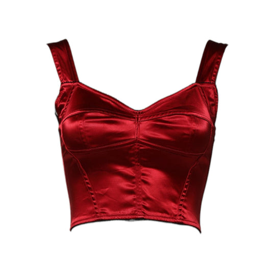 Dolce & Gabbana Red Bustier Sleeveless Corset Cropped Top TSH87617-38