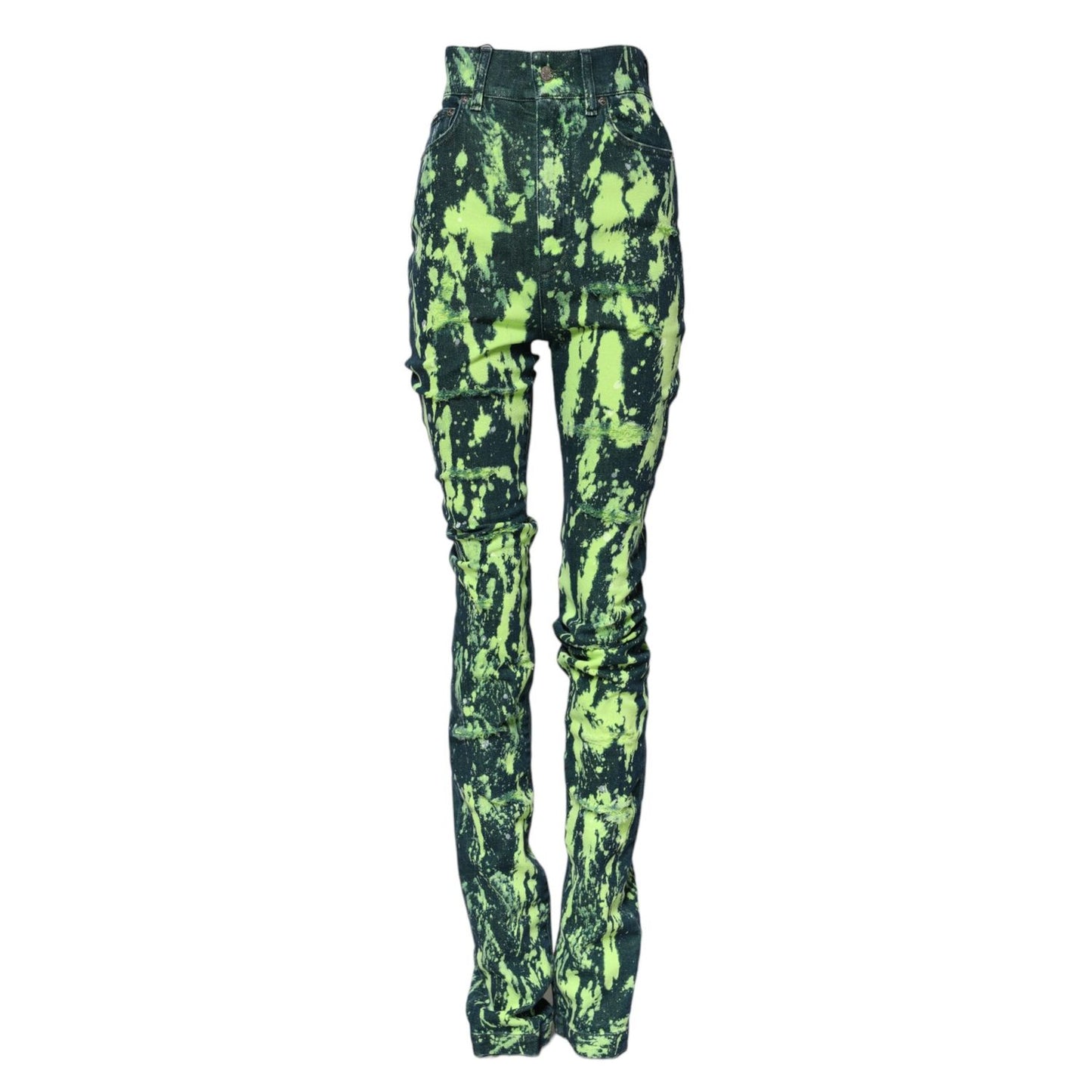 Dolce & Gabbana Green Color Splash High Waist Denim Jeans PAN73099-40