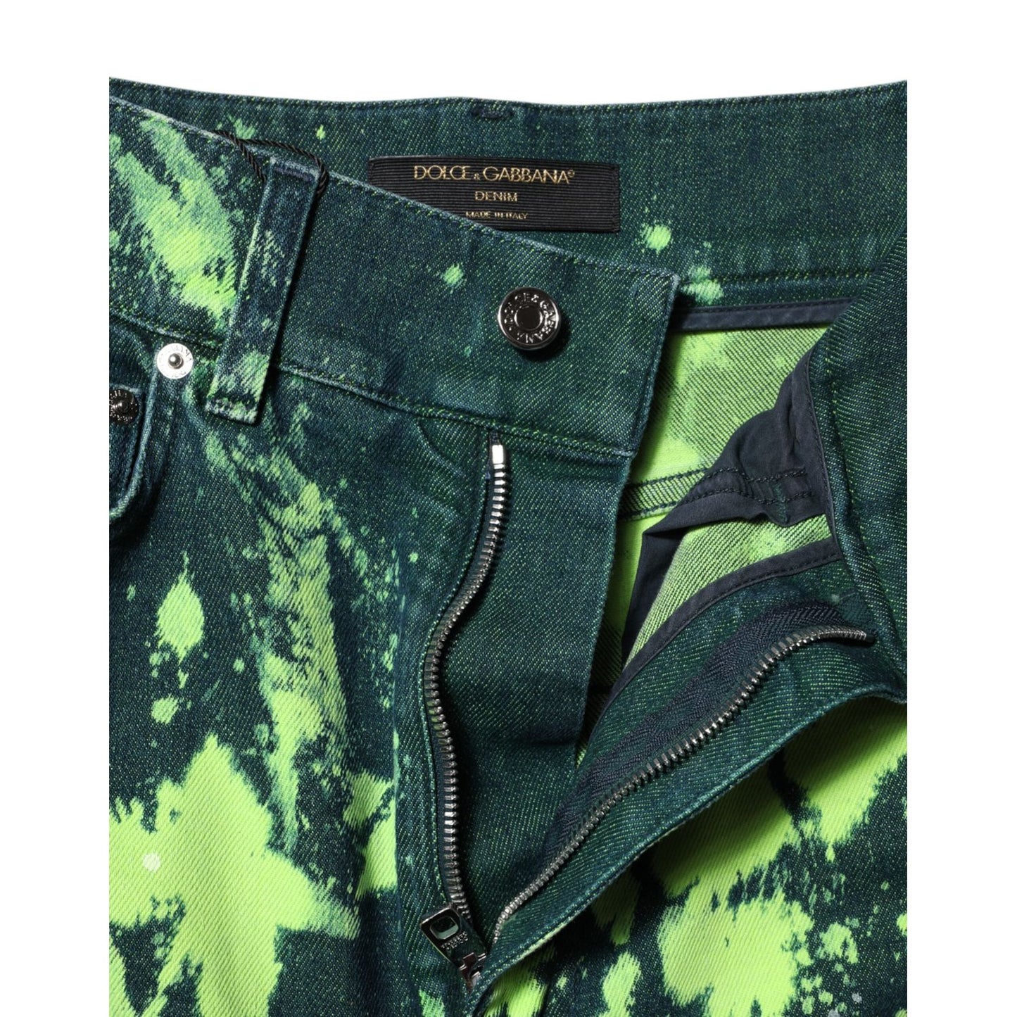 Dolce & Gabbana Green Color Splash High Waist Denim Jeans PAN73099-40