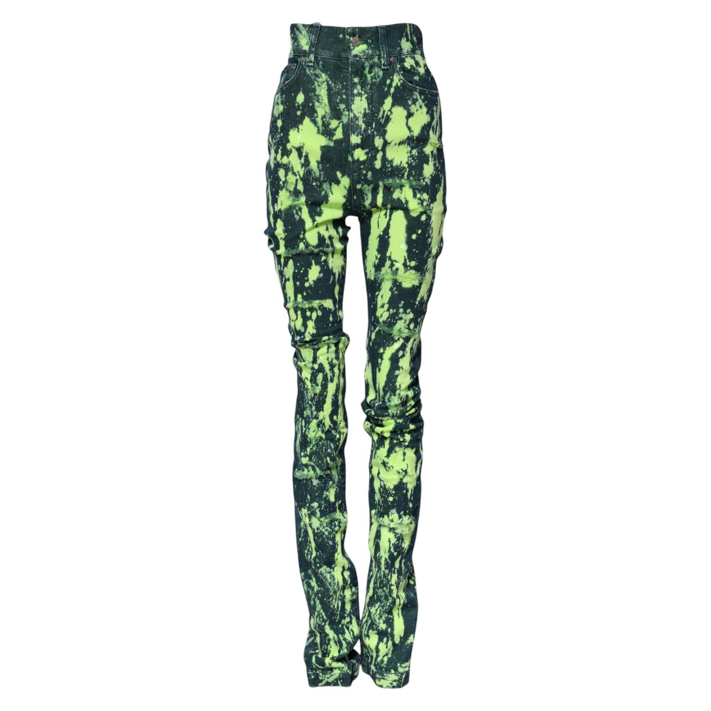 Dolce & Gabbana Green Color Splash High Waist Denim Jeans PAN73099-40