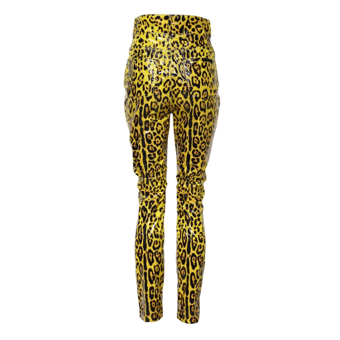 Dolce & Gabbana Yellow Leopard High Waist Slim Pants PAN74969-40