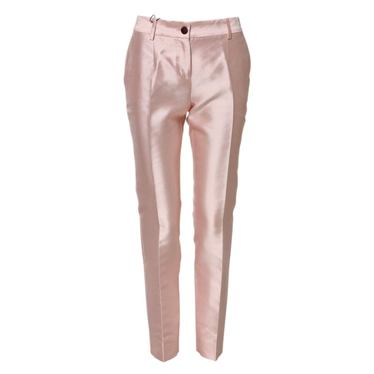 Dolce & Gabbana Pink Satin High Waist Tapered Pants PAN75123-36