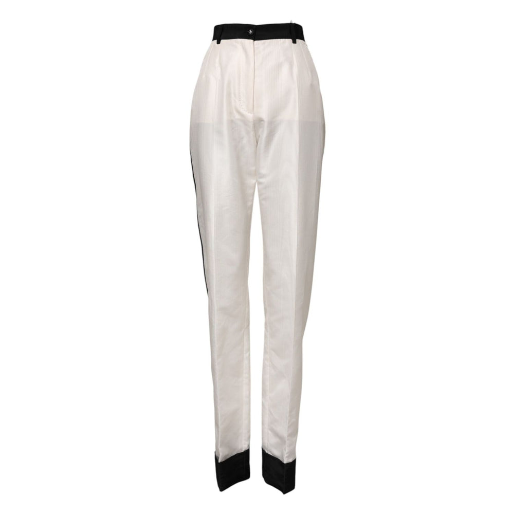 Dolce & Gabbana White High Waist Straight Dress Trouser Pants PAN75528-40