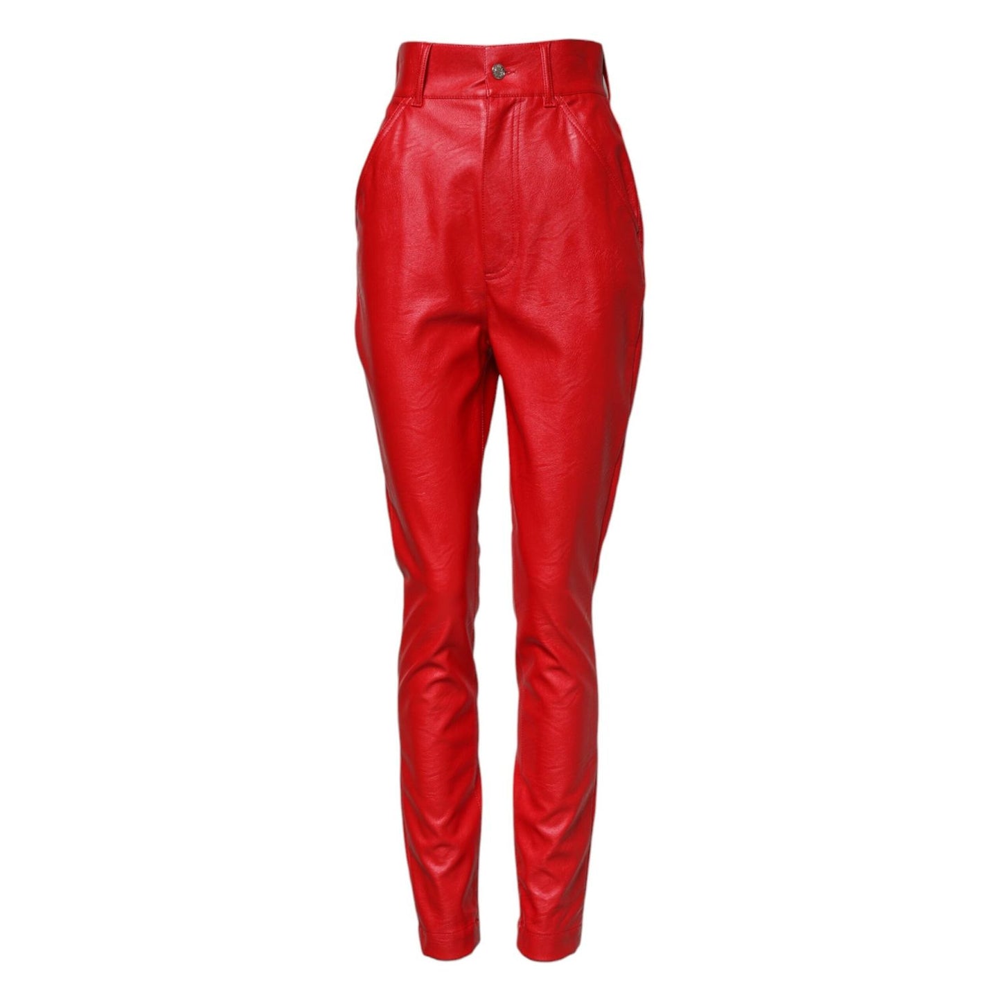 Dolce & Gabbana Red Viscose High Waist Tapered Trouser Pants PAN75529-40