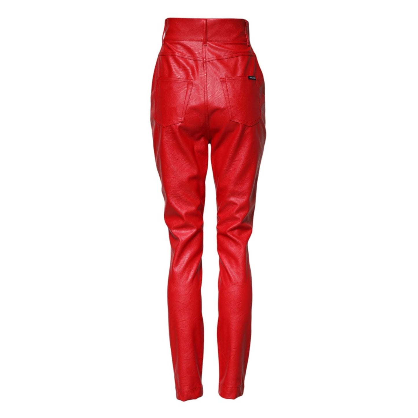 Dolce & Gabbana Red Viscose High Waist Tapered Trouser Pants PAN75529-40