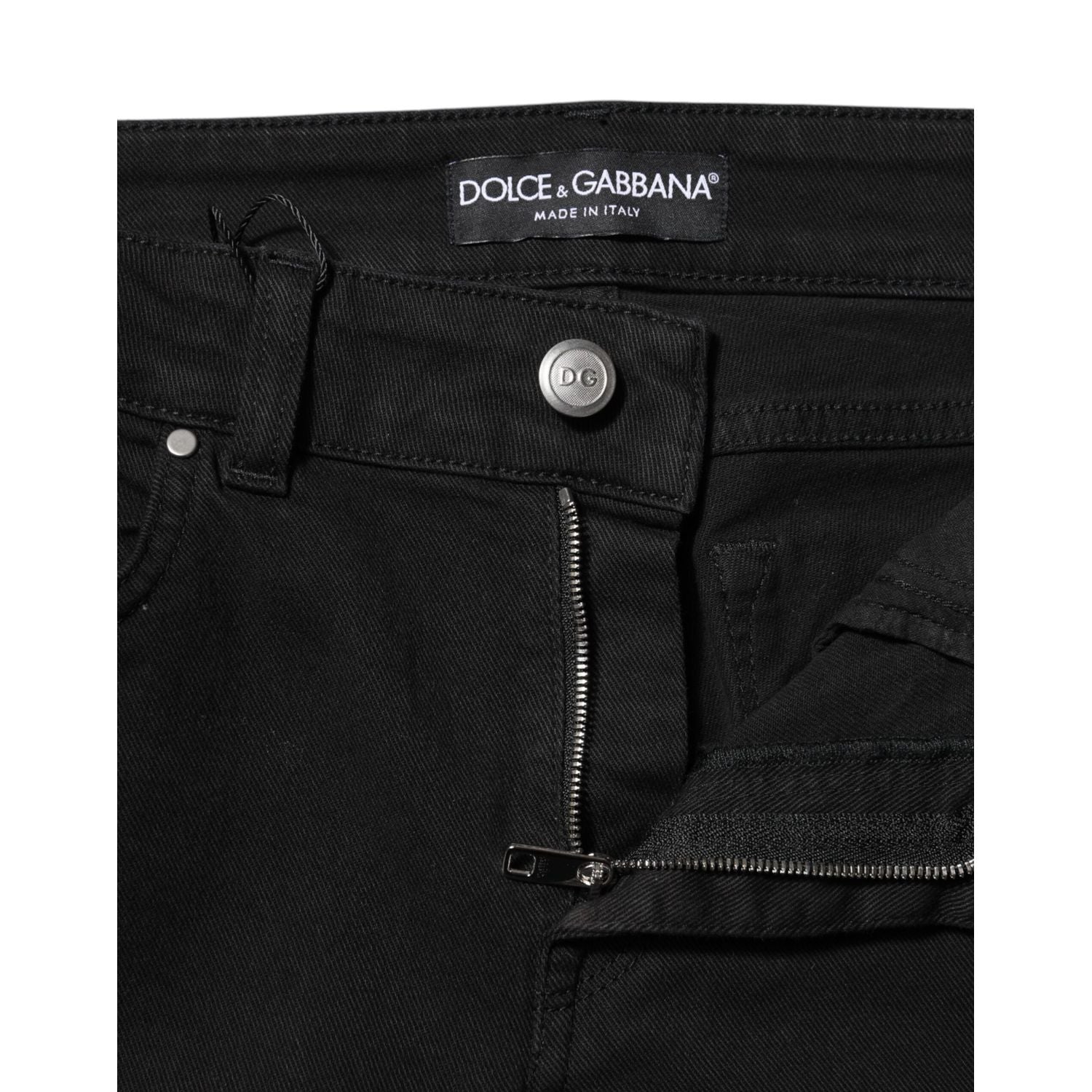 Dolce & Gabbana Black Cotton Skinny Mid Waist Denim Jeans
