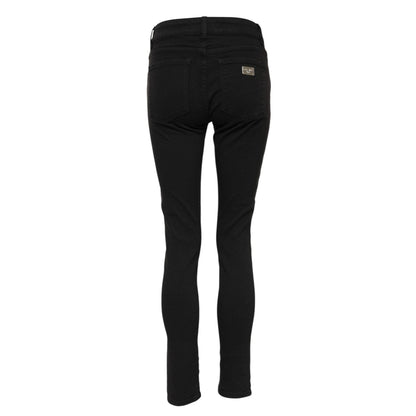Dolce & Gabbana Black Cotton Logo Skinny Mid Waist Denim Jeans