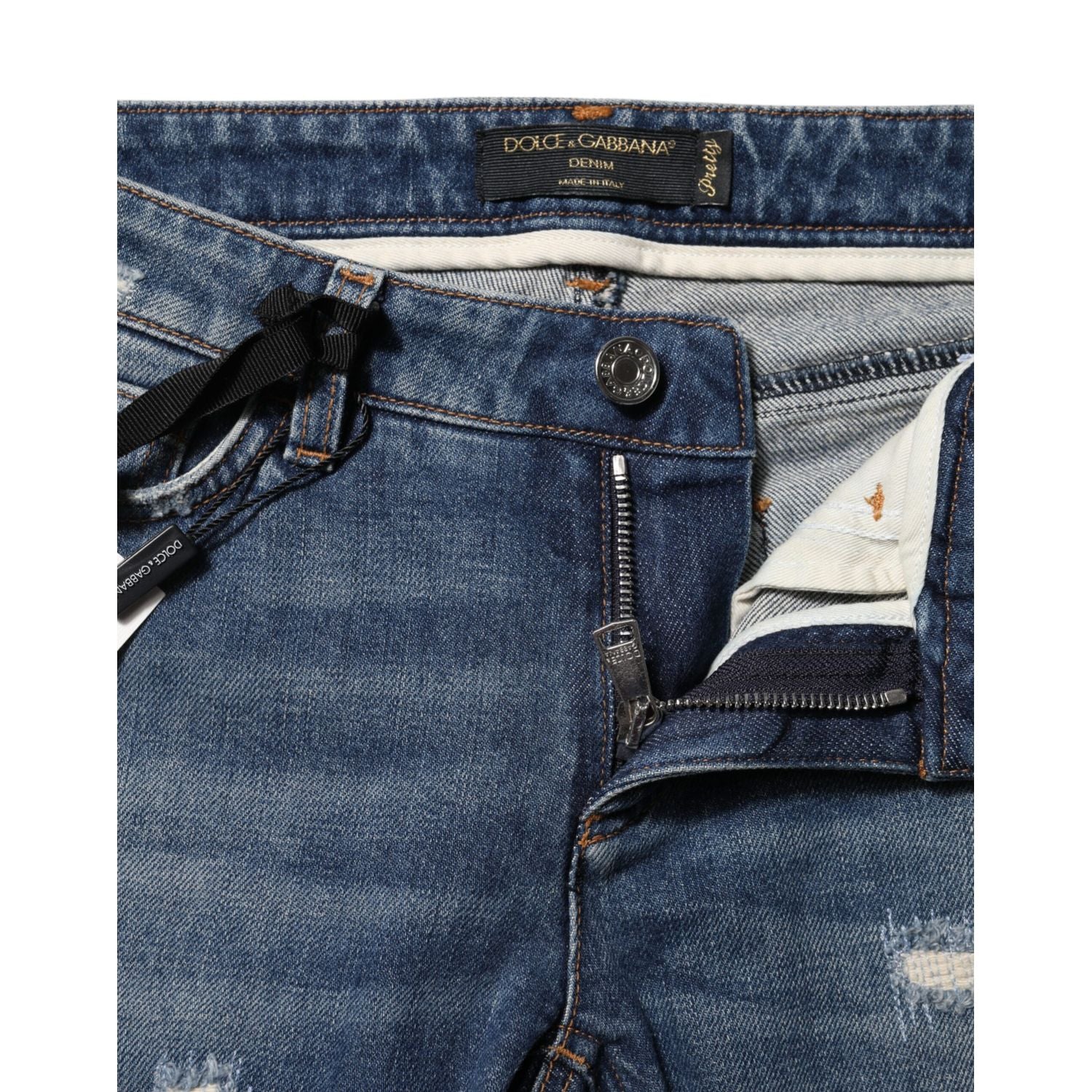 Dolce & Gabbana Blue Play Card Embroidery Skinny Denim Jeans