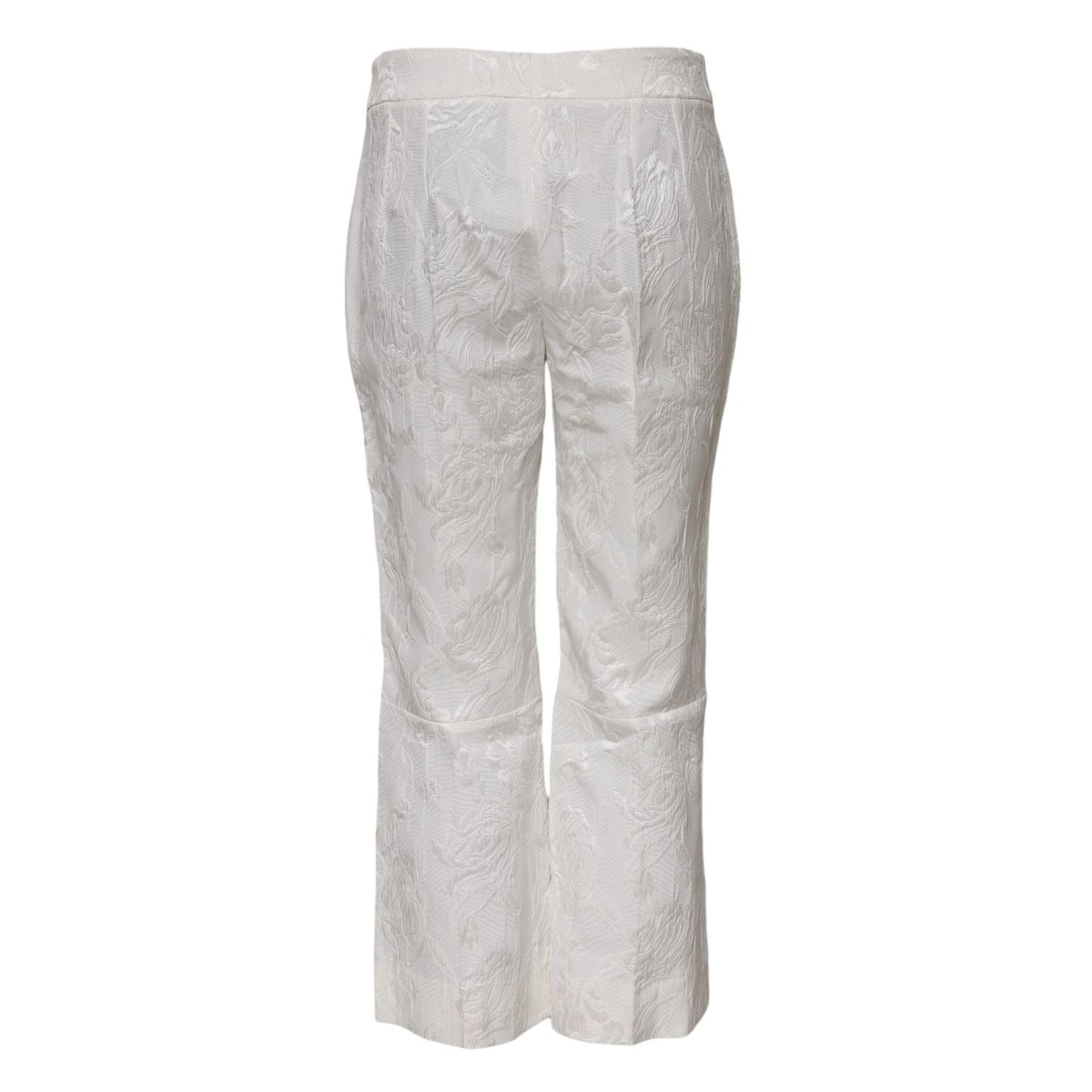 Dolce & Gabbana White Cotton Floral Jacquard Pants PAN76107-38