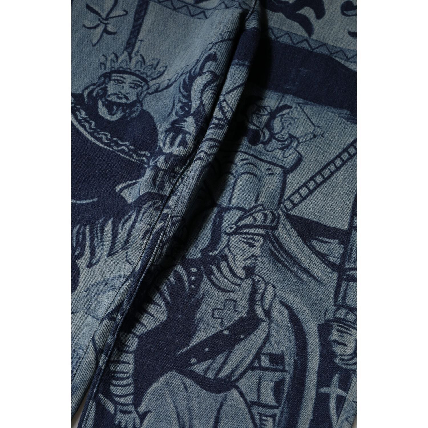 Dolce & Gabbana Blue Graphic Print Tapered Denim Jeans