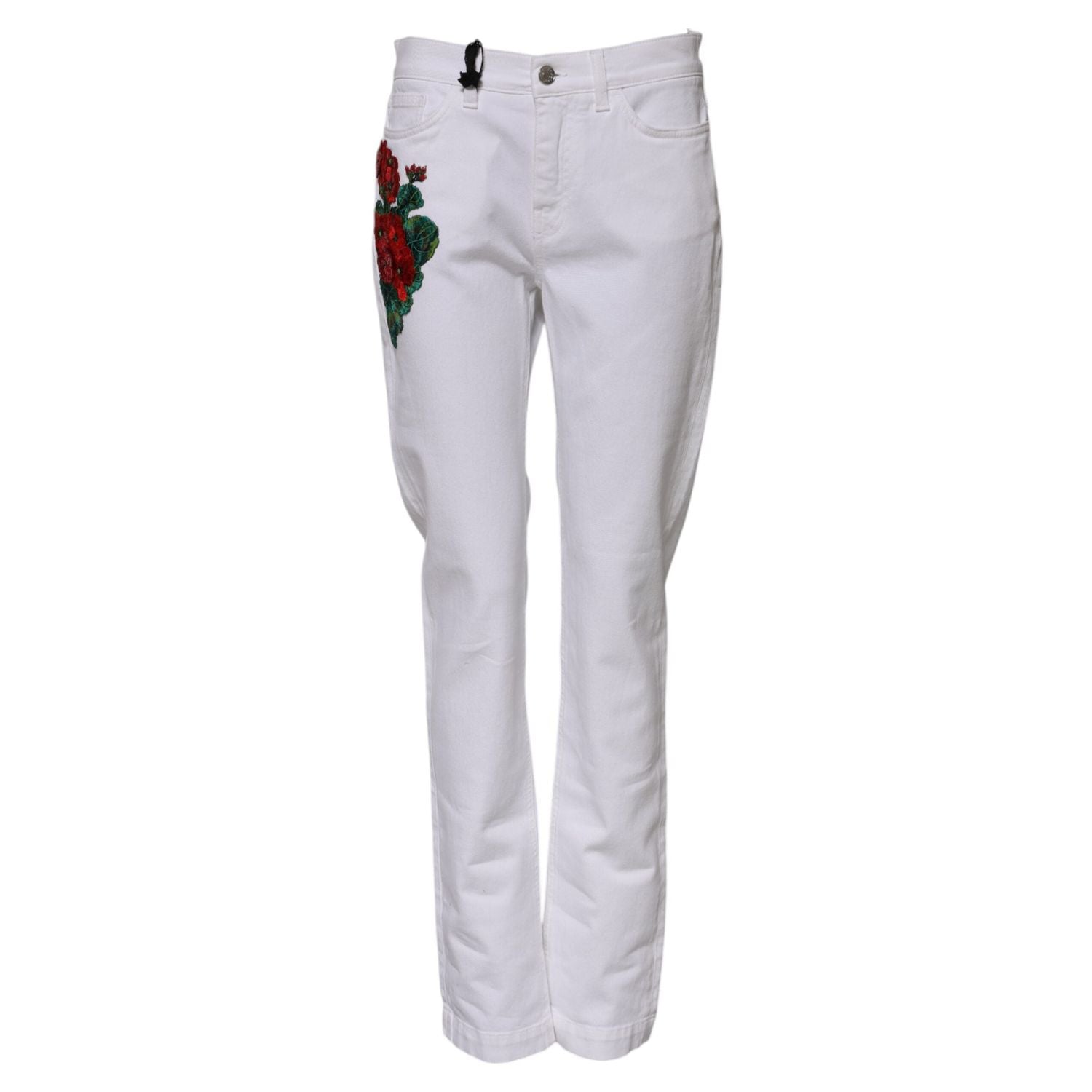Dolce & Gabbana White Floral Embroidery GIRLY Denim Jeans