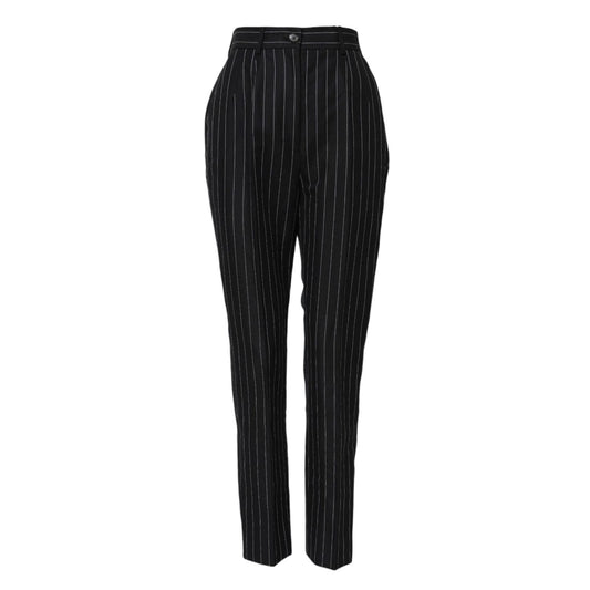 Dolce & Gabbana Black Stripes High Waist Tapered Pants PAN76508-40