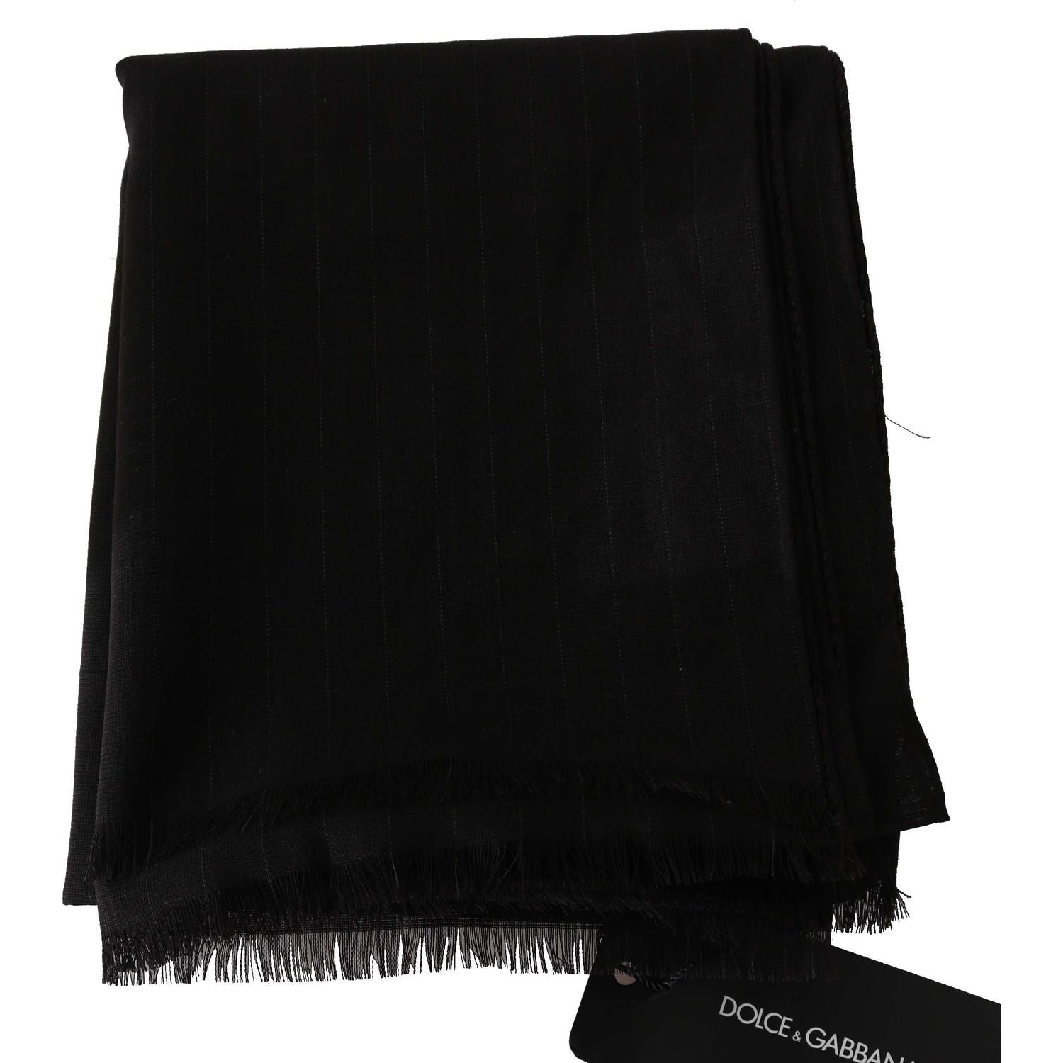 Dolce & Gabbana Brown Virgin Wool Striped Pattern Wrap Scarf