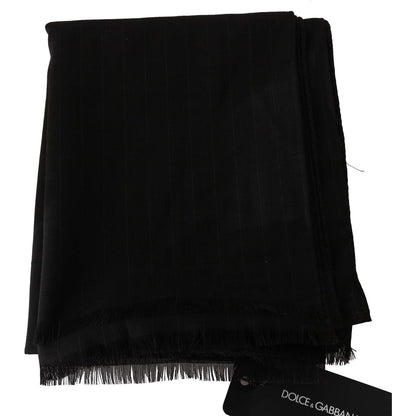 Dolce & Gabbana Brown Virgin Wool Striped Pattern Wrap Scarf Wool Wrap Shawls