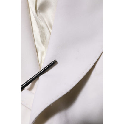 Dolce & Gabbana White Wool Single Breasted Women Coat Jacket