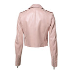 Dolce & Gabbana Light Pink Collar Leather Women Biker Jacket JKT41393-38