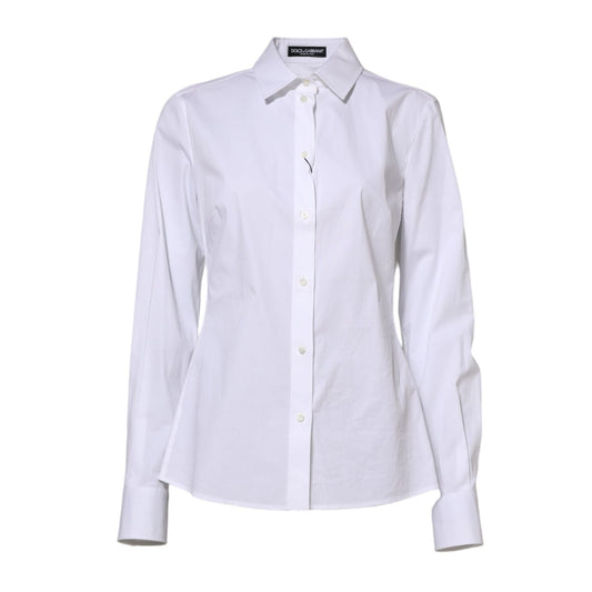 Dolce & Gabbana White Cotton Long Sleeves Collared Shirt Top
