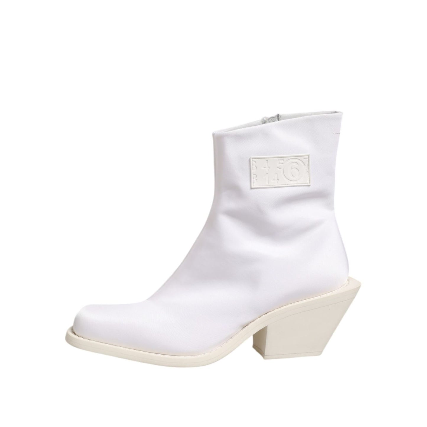 Maison Margiela White Square Heel Zip Ankle Boots Shoes